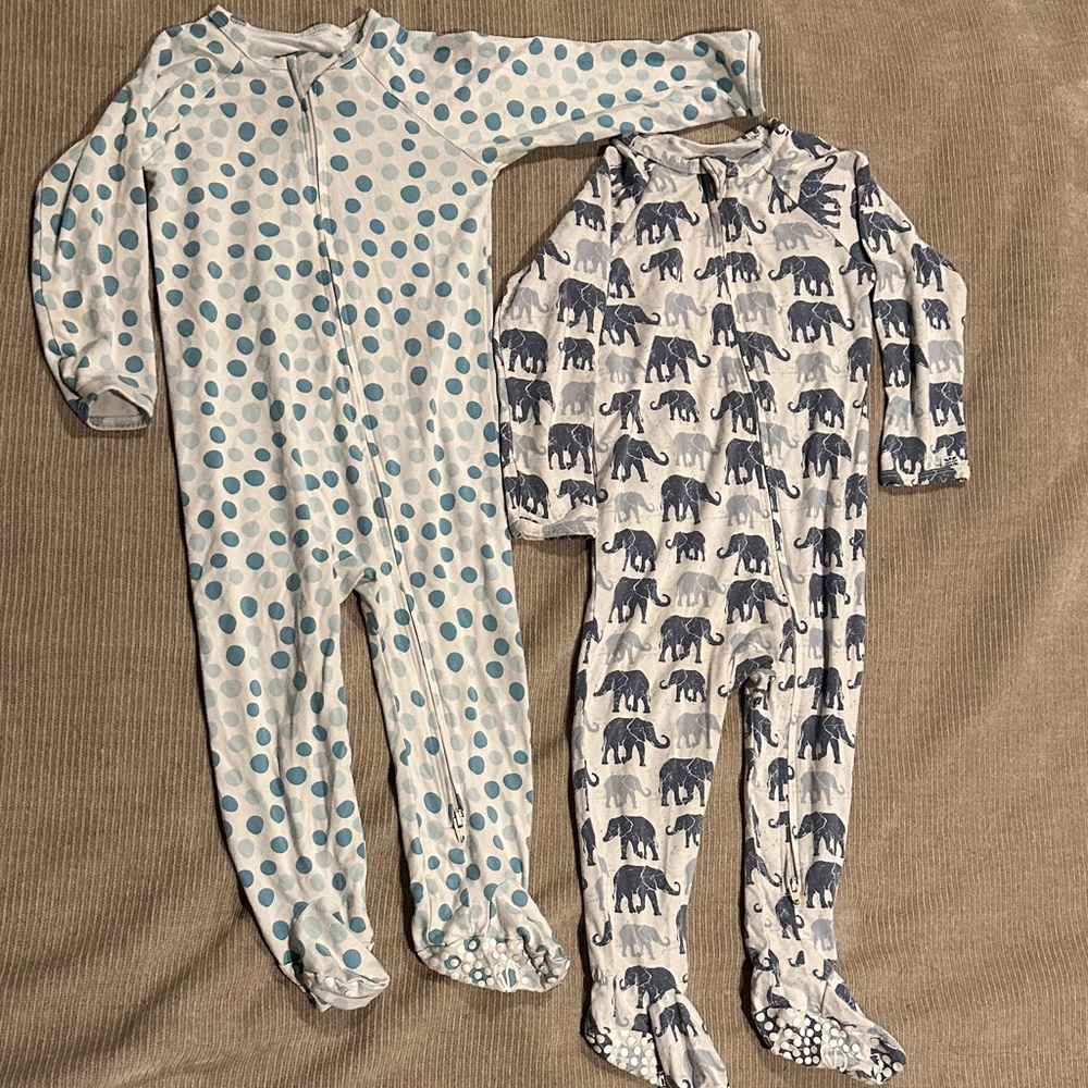 Charming Elephant and Polka Dot Kids Footies